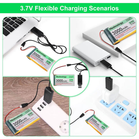 Heavy Duty 3 7V 3000mAh LiPo Battery With USB Charger Cable For Arduino ESP32 Drones And RC Cars Packs Long Lasting Power