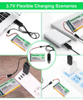 4 Pack 3.7V 3000mAh LiPo Battery with USB charger and Micro JST 1.25 plug connected to various devices for Arduino ESP32 modules.