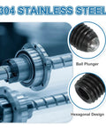 Badass M4x8mm Ball Point Set Screws 10 Pc Carbon Steel Hex Socket Spring Plungers Grub Screws Showing 304 Stainless Steel Ball Plunger.
