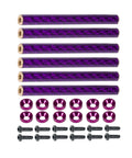 Six Piece 67mm Carbon Fiber Bumper Tube Link Rods For One Tenth RC Crawlers LCG Chassis Body Support Bars Beef Up DIY Cheater Rigs Upgrade For Axial SCX10 II Element Enduro TRX4 TRX6 Purple