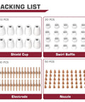 110 Piece PT31 Plasma Cutting Consumables Set Fits PT31 Torch JG-40 LG-40 Cut-45 Cut-50 CT-312 MIG205 MP Pro Grade Kit image