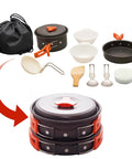 Ultra Lightweight 12 Piece Camping Cookware Set For Backpacking And Hiking Nonstick Pot And Pan With Lids Bowls Utensils Sponges