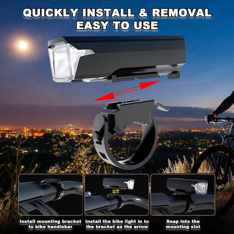 Ultra Bright Rechargeable Bicycle Headlight With Light Sensor LCD Display 4 Modes Waterproof Front Light For Night Riding High Lumens For Men Women Kids Built To Last With USB C Fast Charge 180 Degree Beam Hands Free Safety See And Be Seen