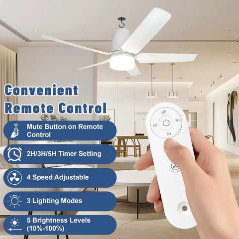 Person holding remote for Solar Outdoor Ceiling Fan Light 31.5 Inch with Remote Portable Gazebo Fan in a modern room.