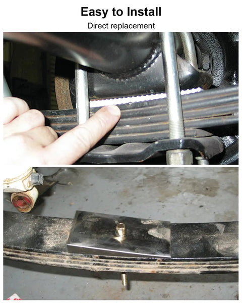 2 Inch Leaf Spring Shim Kit With 8 Degree Wedge For Pinion Angle Or Caster, Zinc Plated Suspension Shims, installed on vehicle.