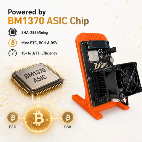 Image of Compact Bitcoin Miner with Open Source SHA256 BM1370 ASIC 1.2TH/s Default And 1.4TH/s High Power Solo BTC Mining For Home Setup