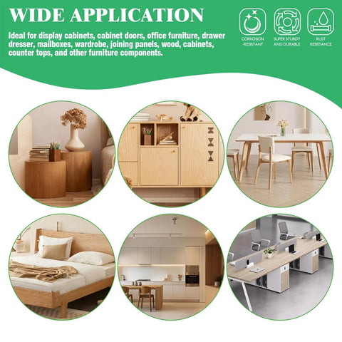 Wide application of Heavy Duty Furniture Cam Lock Assortment Box With 125 Pieces Cabinet Connector Bolts And Nuts in various furniture styles.