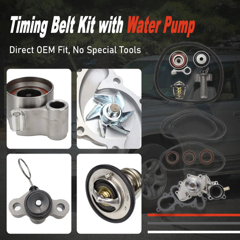Engine Timing Belt Kit With Fresh Water Pump Set Compatible For Toyota Tacoma And Tundra Trucks From 1995 Till 2000, belt and pulleys