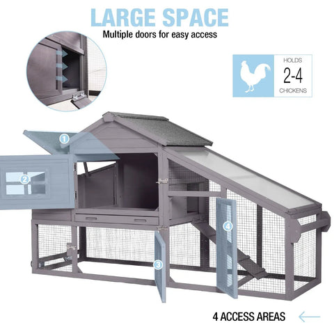 Backyard Chicken Coop On Wheels With Run Kit Large Wooden Hen House with doors open showing nest box and ramp