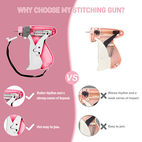 Comparison of Stitch Gun For Clothes Handheld Quick Clothing Fixer Sewing Kit with 1000 Black And 1000 White Fasteners, Pink