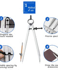 Robust Badass 12 Inch Heavy Duty Spring Divider Compass With Adjustable Metal Body And Secure Pencil Clip Engineered For Leather Craftsmanship Woodworking Projects steps for precise spacing and adjustments.