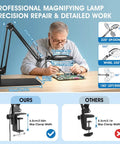 Two In One Magnifying Lamp With Light And Stand For Seniors And Crafts Stepless Color And Brightness Desk Led Clamp Lamp used for electronics repair