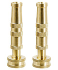 Workhorse Heavy Duty Brass Adjustable Twist Hose Nozzle Set 2 Pack Leak Proof O Ring Sealed 4 Hole Tip Delivers From Gentle Mist To Powerful Jet