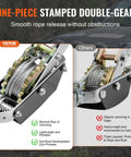 Come Along Winch 2 Ton Pulling Capacity With 12 Feet Steel Cable Dual Gear Beefy Built Ratchet Power Puller Tool With Two Hooks For Automotive Hoist And Vehicle Rescue, one-piece stamped gear