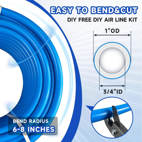 Heavy Duty Three Quarter Inch Compressed Air Line Kit With 50 To 300 Foot Runs Triple Layer HDPE Aluminum HDPE