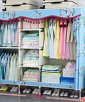 Heavy Duty Portable Hanging Closet With Rock Solid Steel Pipe Frame And Thick Canvas Cover No Sweat Quick Setup Roomy Bedroom Storage Cabinet For Clothes And Gear Blue Extra Space Organizer, 170x45x170cm.