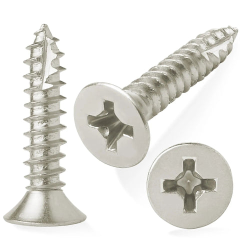 Top Shelf Tough As Nails Door Hinge Screws Satin Nickel Finish showing solid alloy steel screws, 9 x 1 inch for durable use.