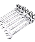 Ratchet Spanner Set With Flexible Wrench Open End And Ring Keys 6 To 24MM Chrome Steel Hand Tool For Cars Easy Grab And Smooth Turn In Tight Spots Rust Resistant Pro Grade Durable Wrench Kit For Everyday Repairs