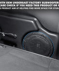 Rear Seat Quick Release For Ford F Series Trucks 2009 And Up Including F150 F250 F350 SuperCrew And SuperCab, 7075 Aluminum Back Seat Latch in vehicle with OEM subwoofer.