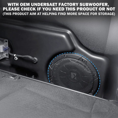 Rear Seat Quick Release For Ford F Series Trucks 2009 And Up Including F150 F250 F350 SuperCrew And SuperCab, 7075 Aluminum Back Seat Latch in vehicle with OEM subwoofer.