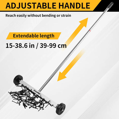 Rollin Magnetic Sweeper With Wheels And Telescoping Handle, 8.8 Lb Pull, Magnetic Pickup Tool, 2 Pack For Construction Workshop Garage And Yard Cleanup