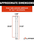 Fifth Wheel Landing Gear Lead Drop Leg 29.5 Inch Universal Replacement with dimensions and extension details.