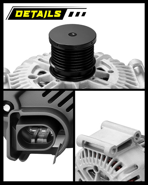 Close-up details of Upgraded Drop In 12V 180A CW Alternator For Sprinter 2500 And 3500 2007 To 2018 3.0L V6 MercedesBenz