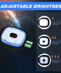 LED USB Rechargeable Beanie Light Kit 4 Pack With Rubber Pieces showcasing adjustable brightness levels.