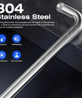 Rock Solid Single Sided Towel Bar Polished Chrome Shower Handle 24 Inch Centers showing 304 stainless steel with water droplets.