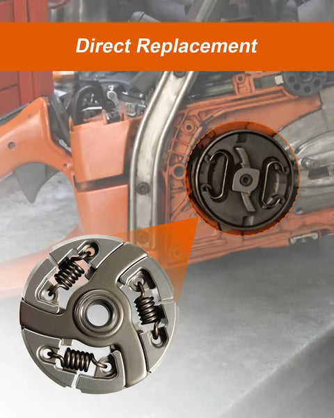 3/8-7T Clutch Drum Rim Sprocket Needle Bearing Kit for Husqvarna 3120 3120XP chainsaw shown in detail with orange housing