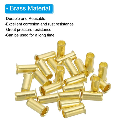 Brass Compression Inserts Kit 25 Piece 8mm OD By 6mm ID Tube Inserts for water, oil, air pipe fittings and DIY repairs.