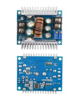 High Current Buck Converter Module for DIY Makers 6V to 40V Input 1 to 36V Output CC CV Mode 20A 300W Adjustable Step Down Power Supply Ideal for Batteries and Projects with heatsinks and components visible on top and bottom.