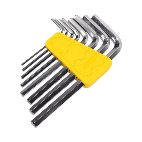 Heavy Duty Cr V Steel Hex Key Wrench Set With Chamfered Tips For Furniture Assembly And Workshop Maintenance Long Short Arm Metric Bits in yellow holder