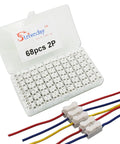 Effortless Push In Terminal Connectors Set 2 Pin Spring Loaded Wires 18 To 28 AWG Tool Free Insertion Vibration Resistant Locking