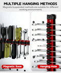 Magnetic Tool Organizer Rack for Screwdrivers and Wrenches, Heavy Duty Aluminum Rails with Strong Sliding Clips, Space Saving Garage Workshop Storage, Adjustable Tool Clips, Two Pack