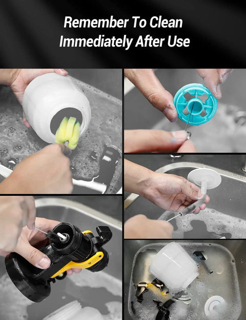 Steps to clean All Around Paint Sprayer For Home Interior And Exterior With 1400ml Tank, 550W, 4 Nozzles after use