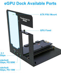 Upgrade Your Laptop Setup With This Beefy Thunderbolt 3 And Usb4 Egpu Dock showing available port labels and GPU mount.