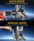 Drill Powered Wire Stripper Machine for 0.03 to 1 Inch Wires, steel frame with adjustable carbide blades for copper cable recycling.