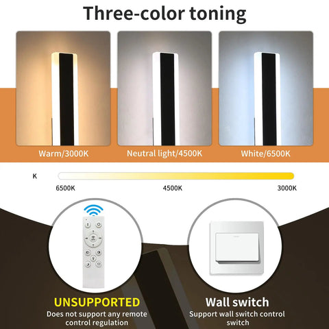 Dope Outdoor Wall Sconce Lights With Three Color Temperatures 3000K 4500K 6000K, remote unsupported, wall switch supported