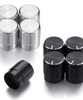 Eight Piece Floor Lamp Dimmer Switch Knob Replacement Set Includes Four Black And Four Silver Rotary Knobs 15 x 15mm