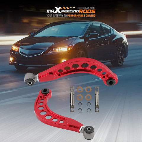 Rear Upper Control Arms With Polyurethane Bushings For Honda Civic Coupe And Sedan 2006 To 2015 And Acura CSX S shown with car in motion