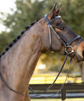Padded Dressage Bridle With Reins And Removable Flash In Black For Warmbloods All Day Comfort Single Crown Padded Cavesson And Browband