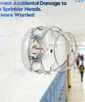 Six Pack Chrome Plated Fire Sprinkler Head Guard Cages For 1/2 Recessed Sidewall Drywall Sprinklers mounted on wall.