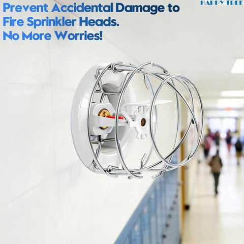 Six Pack Chrome Plated Fire Sprinkler Head Guard Cages For 1/2 Recessed Sidewall Drywall Sprinklers mounted on wall.