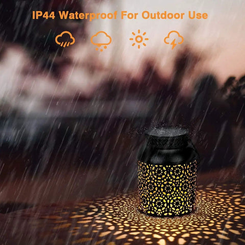 Outdoor Solar Lanterns Pack of 2 Waterproof Hanging Lanterns With Handles, intricate glow under rainfall, garden decor