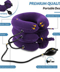 Upgrade Your Wellness Game With This Jaximy Inflatable Neck Traction Device For Serious Pain Relief, purple adjustable support with pump.