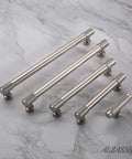 Brushed Satin Nickel Cabinet Pulls Knurled Handles Set Of 10 For Cabinets And Drawers Three And Three Quarters Inch Hole Centers
