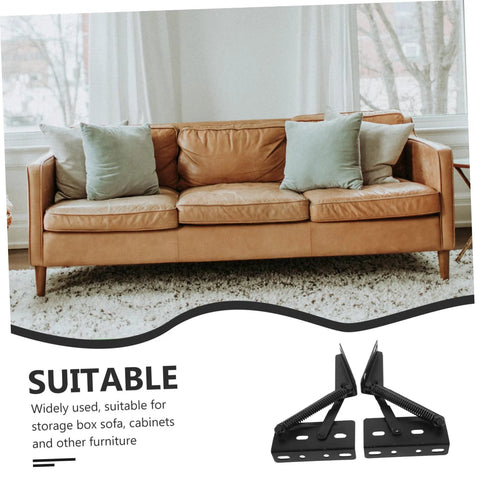 ARTIBETTER 2pcs folding sofa spring hinges; black metal, for space-saving cabinets and boxes.