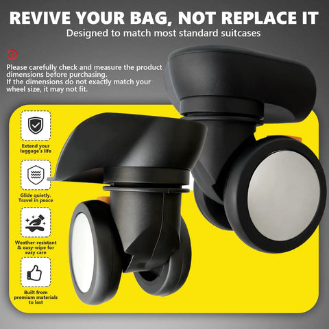 Luggage Wheels Replacement Kit For Suitcases Universal Spinner Wheels Wear Resistant Mute Casters shown in close-up view
