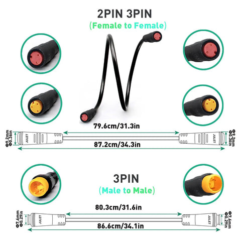Waterproof Ebike Extension Cable 5 Pin Male To Female Signal Line For Electric Bicycle Hub Motor And Mid Drive Conversion Kits Includes Throttle PAS Display Light Shift Sensor IP66 80cm
